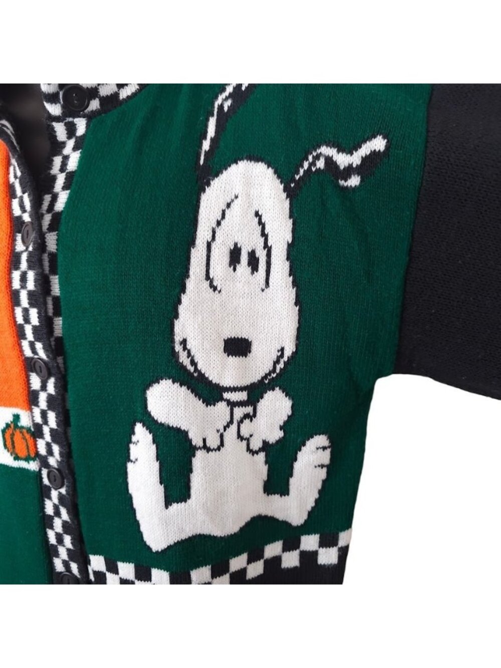 Vintage Snoopy Halloween Cardigan Sweater Womens Size Large 90s Patchwork - Picture 3 of 8